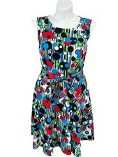 Hanpceirs Women's Black/Multicolored Geometric Print Fit & Flare Dress Size 3XL picture