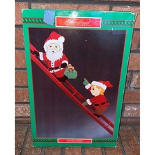 Vintage 1991 House of Lloyd Up the Ladder Santa and Elf Wooden Christmas Decor picture