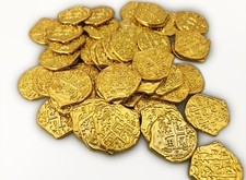 Seven Seas Pirates Toy Metal Shiny Gold Colored Treasure Coins - 50 Tokens picture