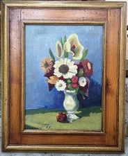 Vintage Original Oil Painting Impressionist Floral Bouquet, Signed, Framed picture