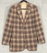 Vintage Ray's The Master's Closet Blazer Mens 42 Long Brown Plaid Wool Tweed picture