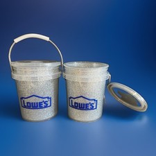 Set Of 2 Viral Lowe's Silver Glitter Mini Buckets & Lids /0.4-quart / NEW picture