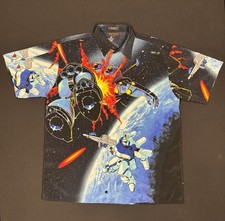Gundam Club Shirt Vintage 2000’s All Over Print Shirt Size L picture