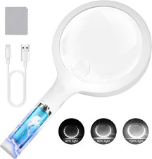30X 40X Rechargeable Magnifier with Light, Handheld Magnifying Glass picture
