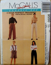 MCCALL PATERN 9550 CLASSIC FIT 3 HOUR PERFECT PANT TROUSER SHORTS SIZE 22, 1998 picture