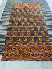 Vintage Stunning Hand Woven African Ewe Kente Cloth Textile 78”x40”/198cmx101cm picture