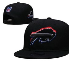 Buffalo Bills Snapback Hat Adjustable Fit Flat Bill Black Embroidered Cap Adult picture