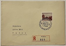 1945 VADUZ LIECHTENSTEIN REGISTERED FIRST DAY OF ISSUE COVER picture