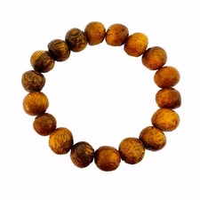 Hawaiian Jewelry Handmade Hawaiian Koa Wood 12mm Large Bead Elastic Bracelet picture