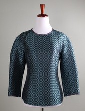 J.CREW COLLECTION $168 Jacquard Jewel Tone 100% Silk Shell Tile Top Size 6 picture