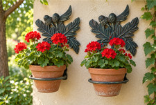 Antique Pair of Cast Iron Oak Leaf & Acorn Plant Holders Garden/ Patio 10 T