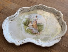 Antique ROYAL VIENNA Style Portrait Maidens Raised Gilded ScrollWork Vanity Tray picture