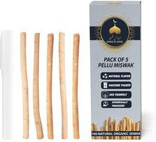 Pack of 5 Miswak Sticks for Teeth with 1 Holder - Vacuum Sealed Natural Flavored picture