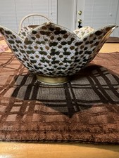 VINTAGE ORIENTAL JAPANESE FLOWERS & GOLD ENCRUSTED Bowl SIGNED SMALL CHIP  picture