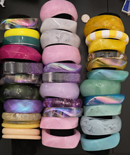Lot of Chunky Multicolor Plastic Stackable Bangle Bracelets Round, Mixed Styles picture