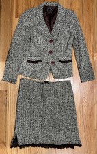 Vintage My Michelle Y2K Tweed Skirt Suit Set Brown Knit Office Siren Size 9/10 picture
