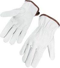 12 Pairs Goatskin Leather Work Gloves Safety Driver Gloves Construction Garden picture