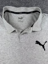 Puma Men's Casual Sporty Golf Gray Polo Athleisure Shirt with Black Logo Size L picture