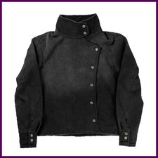 Y2K Fencing Jacket Vintage Wash Gradient Irregular Button Unisex Jacket picture