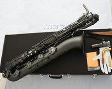 Professional Matte Black nickel Baritone Saxophone Sax Low A With 2 Necks picture