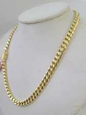Real 14K Miami Cuban Link Chain Necklace Yellow Gold 24 inch 8mm Mens Hollow picture