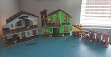 Vintage Handcrafted Miniature Casita House Facade Lot Wood & Clay Venezuelan  picture
