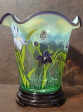 FENTON DESIGNER SHOWCASE SERIES HAND PAINTED SIGNED VASE &STAND BILL FENTON 🔥🔥 picture