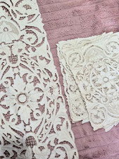 Vintage Italian Lace Linen Runner/8 Placemat Lot picture