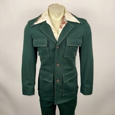 Vtg 60s 70s Leisure Suit Mens 38 Jacket Coat 32 30 Pants Disco Montgomery Ward picture