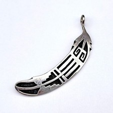 Vintage Hopi Native Watson Honanie Feather Raincloud Silver Pendant picture