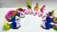 10 Pack Fluffy Cheezers Cat Toy Mice - Interactive Rattling Furry Mouse Colorful picture