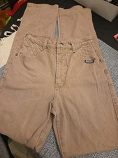 Western Vintage Roughrider Bareback Tan Denim Jeans Circle T 7/8 Waist 36