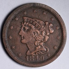 1849 Braided Hair Half Cent XF E126 STILK picture