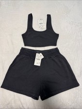 Zara Ribbed Crop Tank & French Terry Shorts Matching Set picture