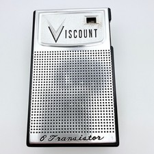 Viscount 6 Transistor Radio 616A 114x68mm Silver Black Vintage Pocket Radio picture