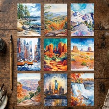 9 Pcs Print ACEO Art Card American Landscape Limited Edition picture