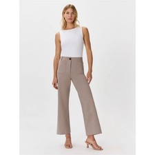 NWT Quince Taupe Ponte Ankle Cropped Wide Leg Pants Size 8 Stretch Trousers picture
