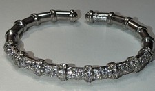 Joseph Esposito ESPO 925 Sterling Silver CZ Pavé Open Cuff Flex Bracelet 26g picture