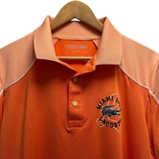 Lacoste Sport Men's Size M Orange Crocodile Logo Miami Open Tennis Snap Polo euc picture