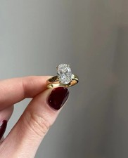 EF-VS1 2.00 Ct Oval Cut Lab Grown Diamond Engagement Ring Solid 14K Yellow Gold picture