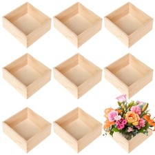 8 Pack Unfinished Wooden Box 6 x 6 Inch Square Rustic Small Wooden Box Craft ... picture