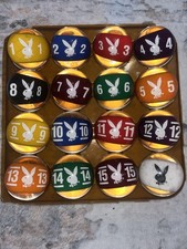 Vintage Playboy Bunny Logo Complete Billiard Ball Set 1-15 with Cue Ball picture