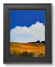 R Stevens Original 9x12 Impressionist Golden Field Clouds Painting Signed Canvas picture