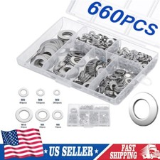 660 Pieces Flat Washer 304 Stainless Steel Washers Assortment Set Value Kit picture