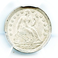 1853 Arrows Liberty Seated Dime, PCGS MS62 picture