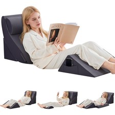 Paxato 4PCS Bed Wedge Pillow Set Grey picture