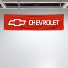 Chevrolet 2x8 ft Flag Red Bowtie Design Car Truck Show Garage Racing Banner picture