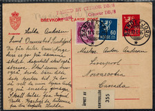 Norway WWII 1945 Censor Postcard w/ TAPE 355 & Canada DB/8 H/S EXTREMELY RARE picture