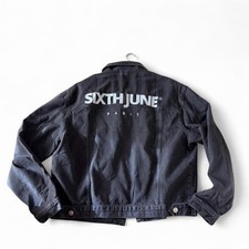 Sixth June France designer black denim jacket Size L. Amazing quality. Brand new picture