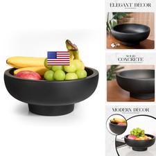 MEH Brands Concrete Fruit Bowl Large Decorative Pedestal Bowl Kitchen Counter picture